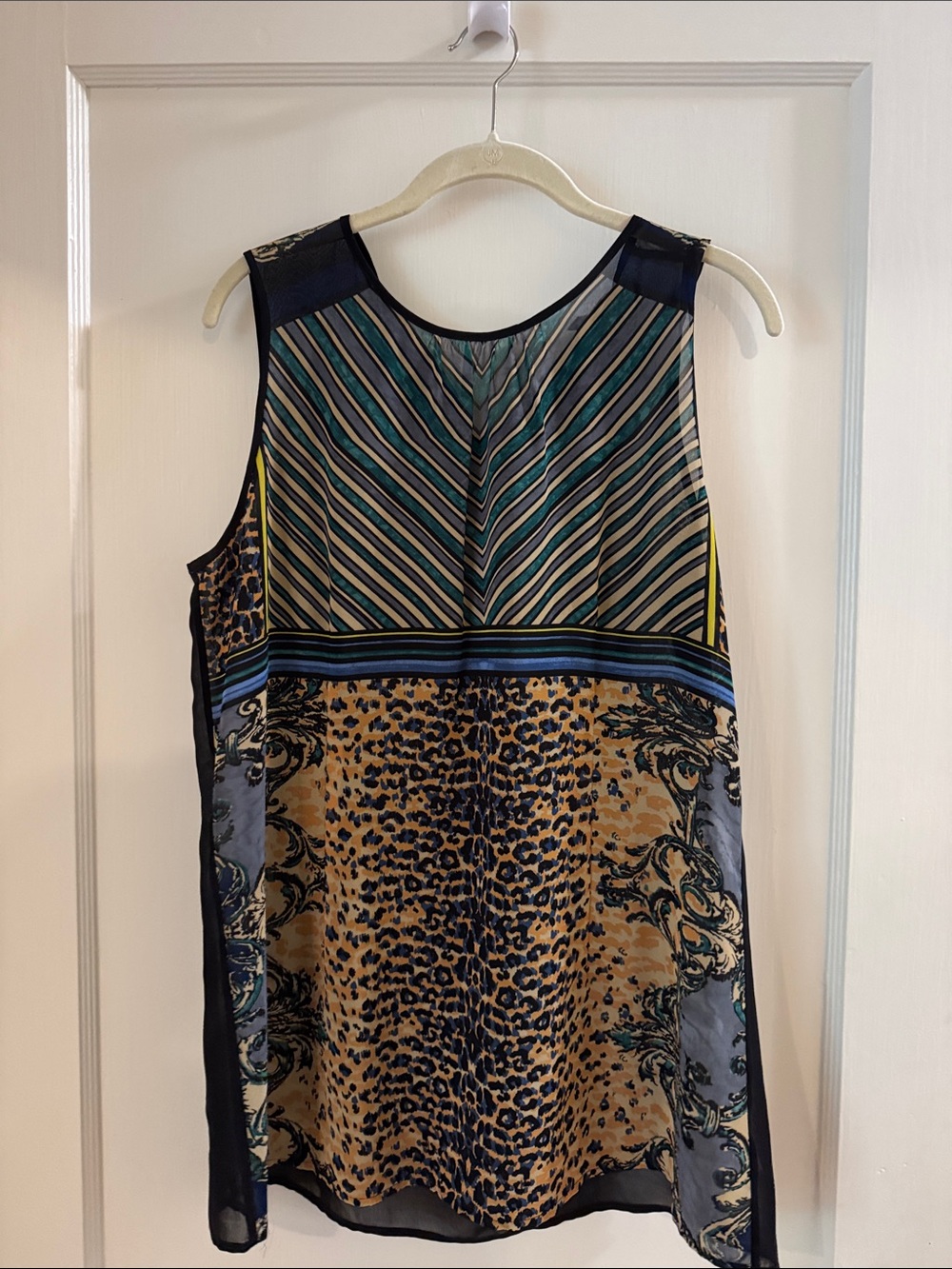 CAbi Printed Sheer Animal & Line Tank